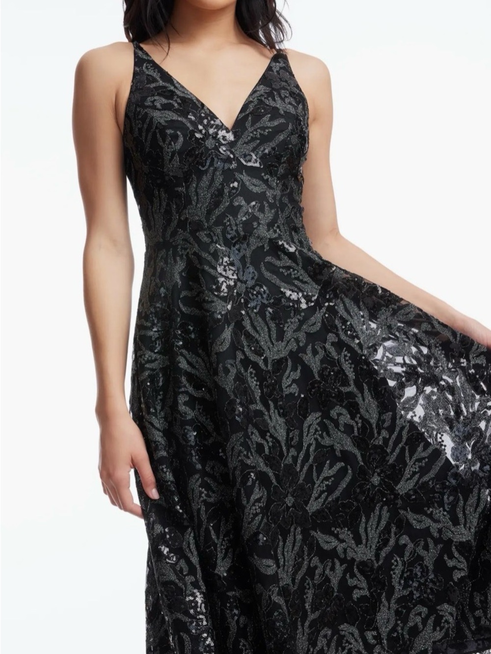 Dress the Population Black V-Neck NWT Midi Dress - Picture 2 of 11